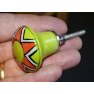 pastel green pear-shaped button and orange flower 2