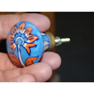 turquoise pear shaped button and orange flower 2