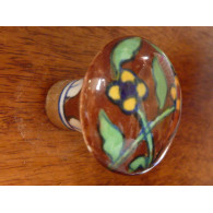 bouton poire 2 fleurs marron