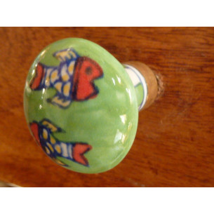 bouton poire vert deux poissons