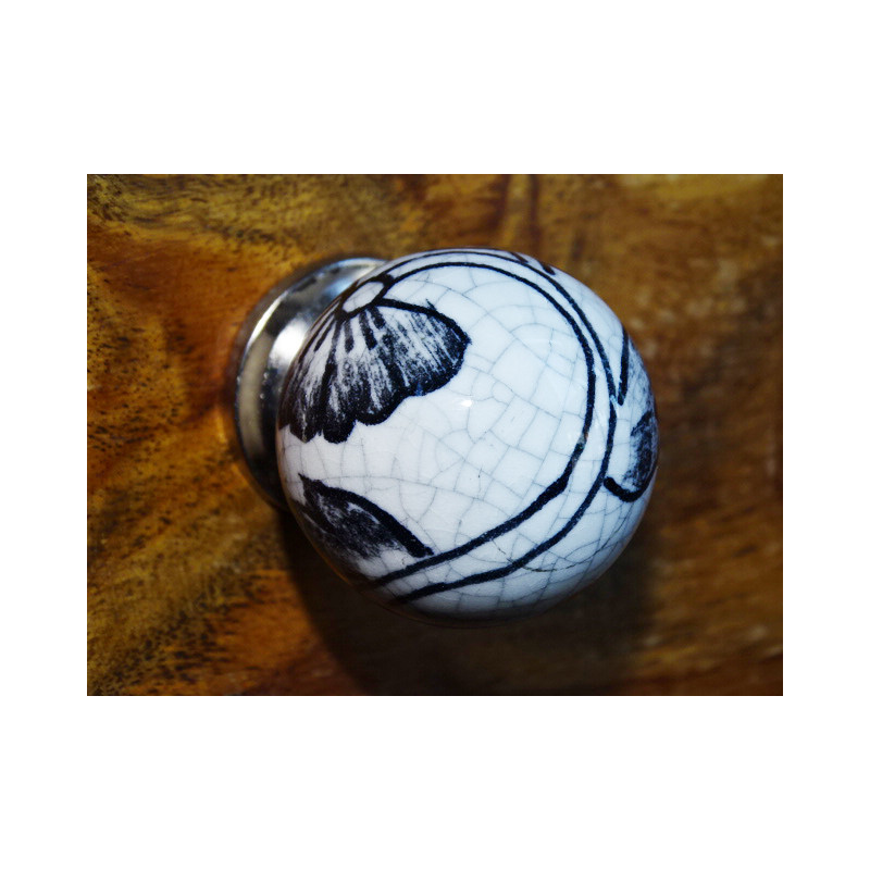 Poignée boule effet craquelée noire