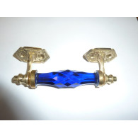 Poignée en verre 14 cm outremer