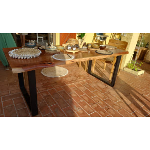 Solid acacia table with non-edged edges  220x100 cm