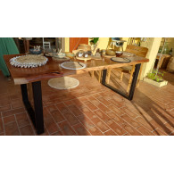 Tavolo in massello di acacia con bordi non tagliati  220x100 cm