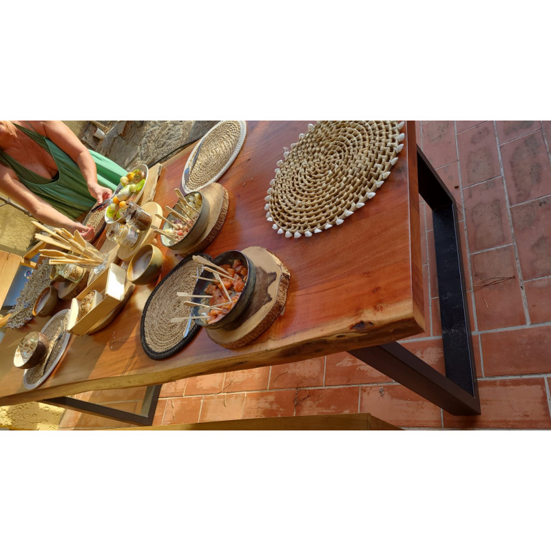 Mesa de acacia maciza sin cantos  220x100 cm