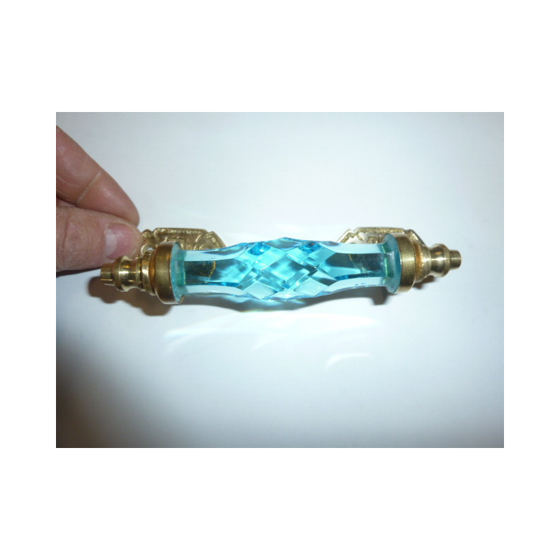 handle in glass 14 cm turquoise