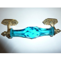 Poignée en verre 17 cm turquoise