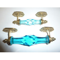 Glas griff 17 cm türkis