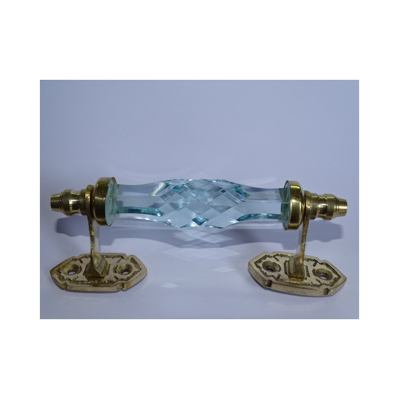 Poignée en verre 14 cm bleu ciel très clair
