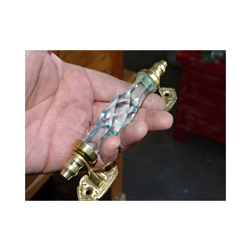 Poignée en verre 14 cm bleu ciel très clair