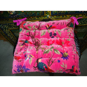 Cuscino per sedia in velluto 38x38 cm con uccelli del...