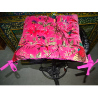 Samt-Stuhlkissen 38x38 cm mit Paradiesvögeln – Fuchsia