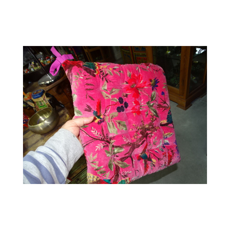 Cojín de silla de terciopelo 38x38 cm con aves...