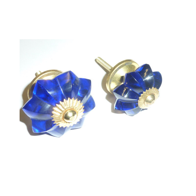 pumpkin button 45 mm ultramarine - gold