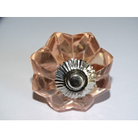 45 mm glass pumpkin button light pink color - silver