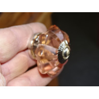 Botón calabaza cristal 45 mm color rosa claro - plata