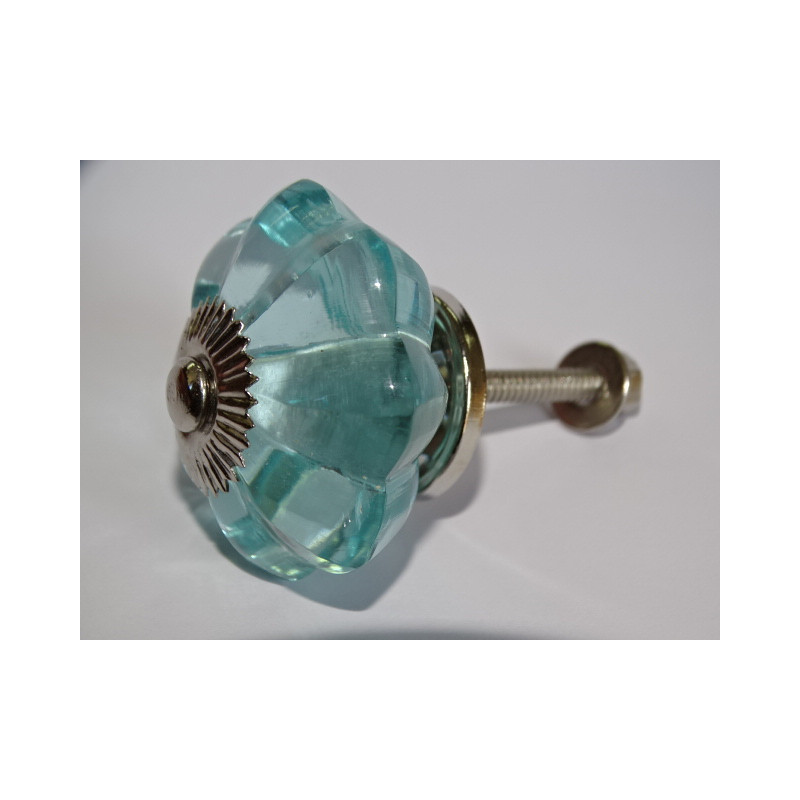 45 mm Glas Kürbisknopf wassergrüne Farbe - Silber