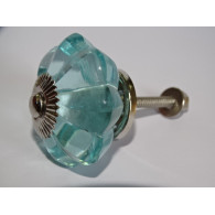 45 mm Glas Kürbisknopf wassergrüne Farbe - Silber