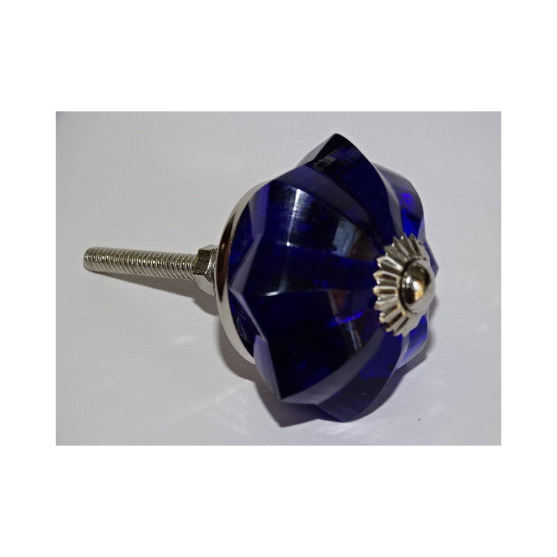 Bottone zucca in vetro blu oltremare 45 mm -...