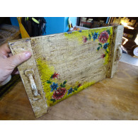 Vassoio in legno di mango dipinto 30x53 cm - fiori