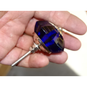 45 mm ultramarine blue glass pumpkin button - silver 2