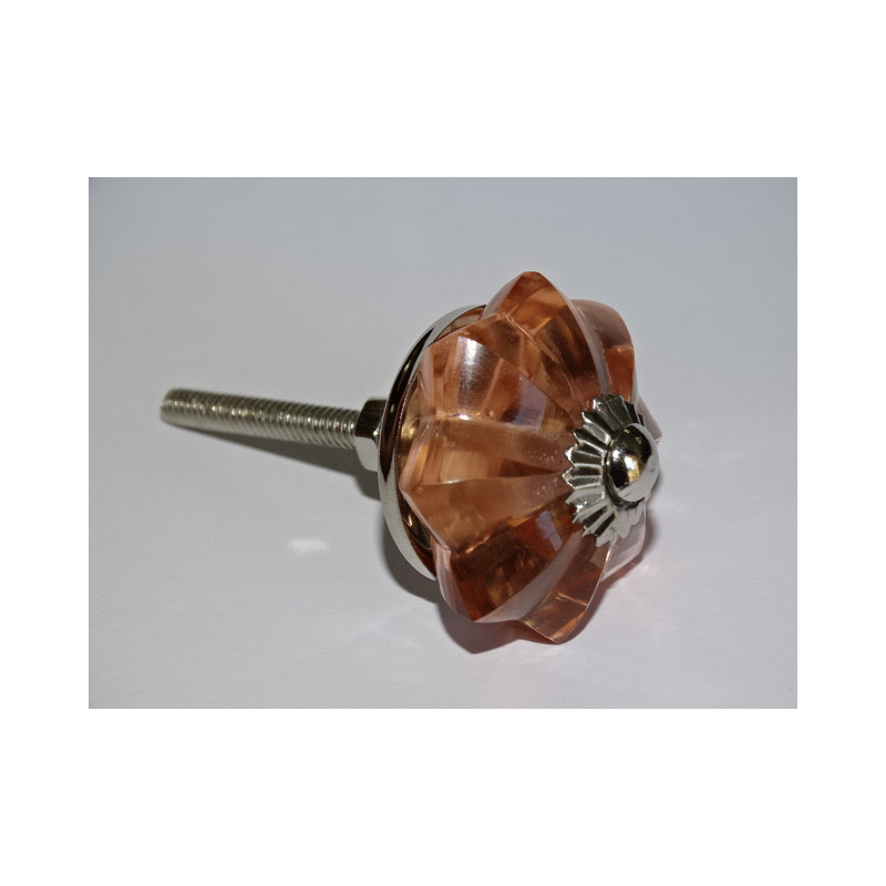 35 mm Salmon Color Glass Pumpkin Button - Silver