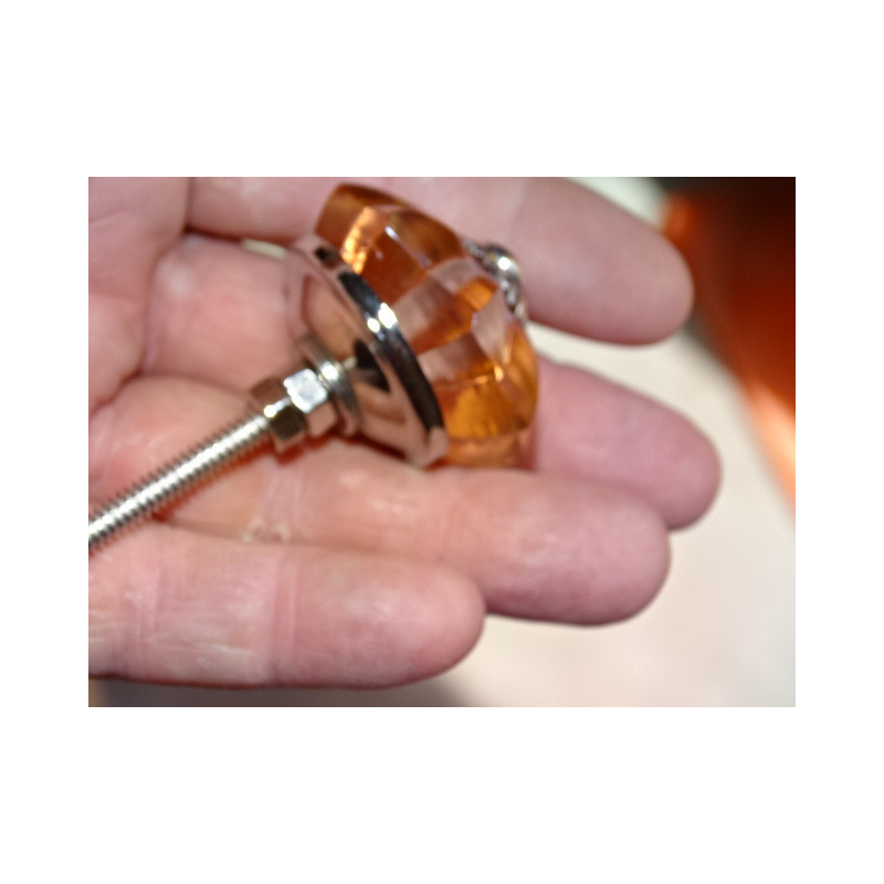 35 mm Salmon Color Glass Pumpkin Button - Silver