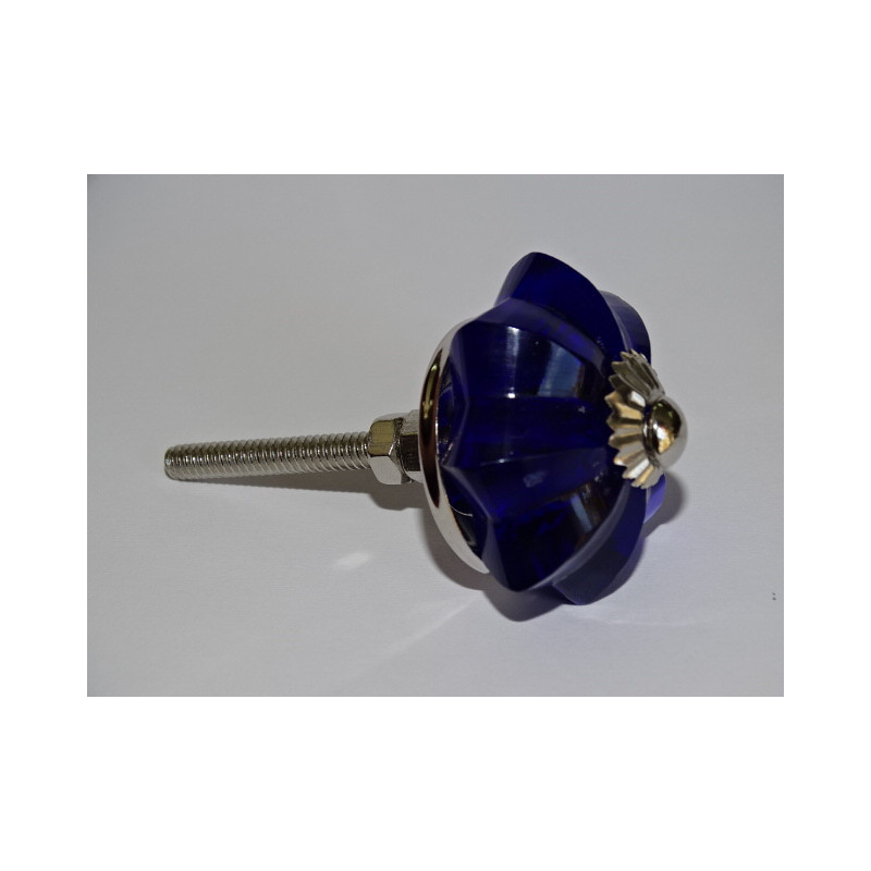 35 mm ultramarinblauer Glaskürbisknopf - silber