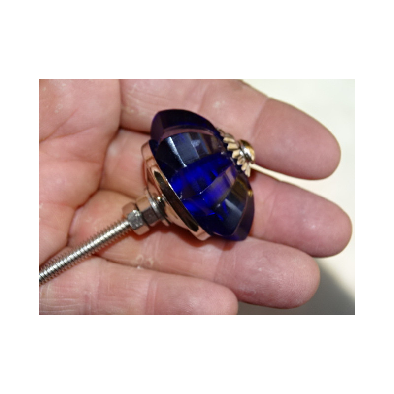 35 mm ultramarinblauer Glaskürbisknopf - silber