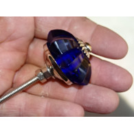 35 mm ultramarinblauer Glaskürbisknopf - silber