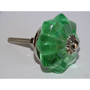 45 mm glass pumpkin button light green color - silver