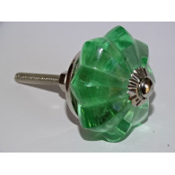 Bottone zucca in vetro 45 mm colore verde chiaro - argento