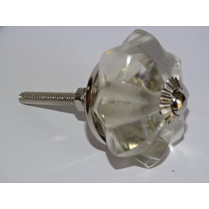 Bottone zucca in vetro 45 mm colore trasparente - argento
