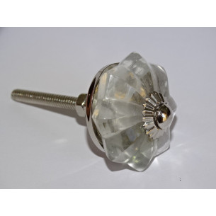 35 mm glass pumpkin button transparent color - silver