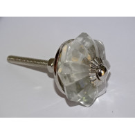 35 mm glass pumpkin button transparent color - silver