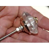 35 mm glass pumpkin button transparent color - silver