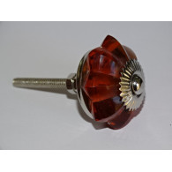 bouton citrouille en verre de 35 mm couleur ambre - argenté