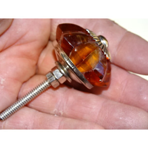 Botón de calabaza de cristal de color ámbar de 35 mm - Plata 2