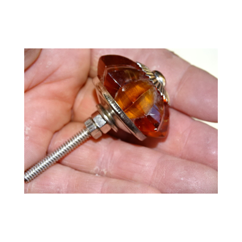 Botón de calabaza de cristal de color ámbar de...