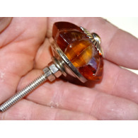 Botón de calabaza de cristal de color ámbar de 35 mm - Plata