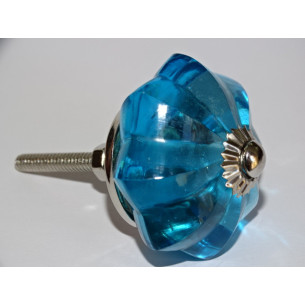 bouton citrouille en verre de 45 mm couleur turquoise -...