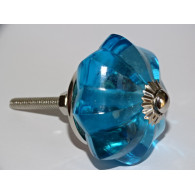 Bottone zucca in vetro turchese 45 mm - argento