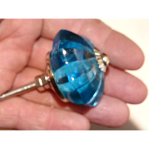 45 mm glass pumpkin button turquoise - silver 2