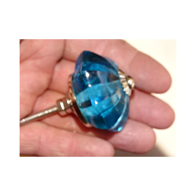45 mm glass pumpkin button turquoise - silver