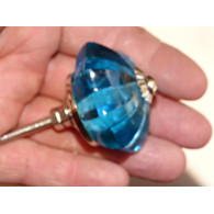 45 mm glass pumpkin button turquoise - silver