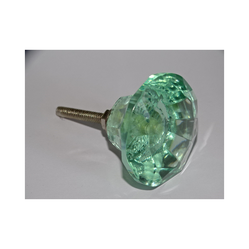 DIAMOND shaped glass button 45 mm very light green