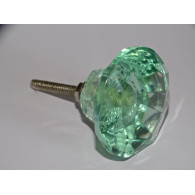 Bouton en verre en forme de DIAMANT 45 mm vert très clair