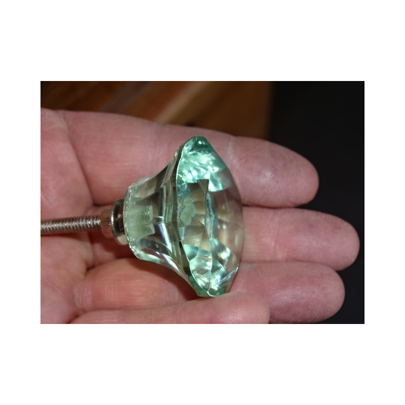 Bouton en verre en forme de DIAMANT 45 mm vert...