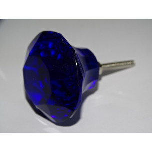 Pulsador cristal forma DIAMANTE 50 mm azul ultramar