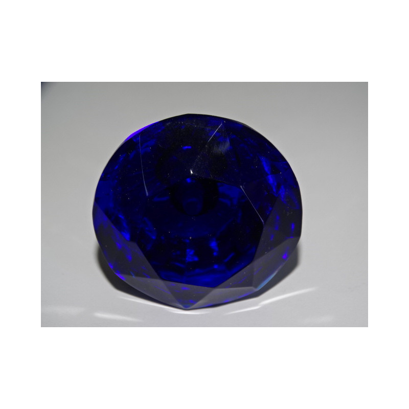 Bouton en verre en forme de DIAMANT 50 mm bleu...